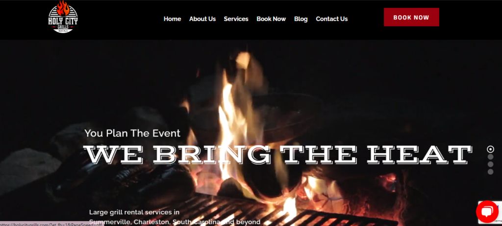 Holy City Grills website homepage.